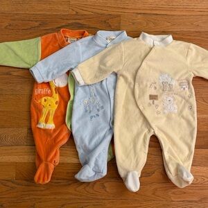 Adorable Animal Kids Footies Set - Orange, Blue, Cream